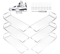 6 Pack Acrylic Floating Sneaker Shelves Clear Shoe Display Stand Room Decor for Collectible Shoe&Sneaker