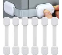 6 Pack Adjustable Safety Cupboard Locks Locks for Kitchen Cupboards Cabinet Fridge Drawer Refrigerator Toilet Easy Install No Tools Needed White