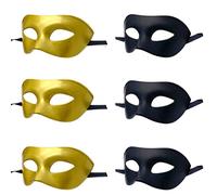 通用 6 Pack Adults Vintage Antique Look Party Mask Venetian of Realistic Masquerade Half Man Women Face Mask Set (3x(G+B)/6PCS)