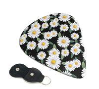 6 Pack Aesthetic white Vintage sun flower Guitar Picks, Bass Electric Acoustic Guitar Ukulele Accessories, Thin Guitar Picks Plectrums with Organizer Bag