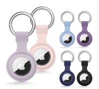 [6-Pack] AirTag Holder Strap - Silicone Case for AirTag Keyring for Keys, Bags, Luggage, Pet Collars - Anti-Lost and Scratch-Resistant Design for Apple Air Tags 2021 (Color Combination 1)