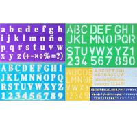 (6 Pack) Alphabet & Number Stencil Set - Uppercase, Lowercase, Numbers & Symbols - Multi-Size Plastic Templates for Art, Craft, Journaling, Learning & DIY