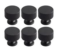6-Pack Aluminum Alloy Cabinet Knobs for Drawers and Doors - 28mm Round Gold or Black Pull Handles, Brushed Finish, Easy DIY Installation, Compatible with Kitchen Cabinets, Wardrobes & Bookcases