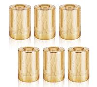 6 Pack Amber Hammered Glass Lamp Shade, Vintage Cylinder Cylinder Light Fixture Shade Replacement, Water Ripple Cylinder Glass Shades with 1-5/8" Fitter for Chandelier Pendant Wall Sconces