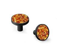 6 Pack Amber Stone Beach Cabinet Knobs and Wall Hooks, Black Base Solid Zinc Alloy Drawer Pulls, Modern Handle for Kitchen, Bathroom, Dresser Cabinet Hardware