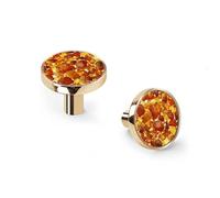 6 Pack Amber Stone Beach Cabinet Knobs and Wall Hooks, Golden Base Solid Zinc Alloy Drawer Pulls, Modern Handle for Kitchen, Bathroom, Dresser Cabinet Hardware
