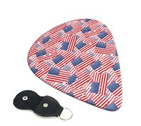 6 Pack America Flags Guitar Picks, Bass Electric Acoustic Guitar Ukulele Accessories, Thin Guitar Picks Plectrums with Organizer Bag