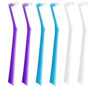 6 Pack Angled End-Tuft Toothbrushes with Covers for Orthodontic Wisdom Teeth Care, Small Head Single Tuft Dental Brush for Plaque Removal, Braces, Interdental Cleaning, Soft Bristles for Oral Care