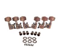 6-Pack Antique Copper Guitar Tuners, Sealed Gear Machine Heads With Square Buttons, Acoustic & Electric Guitar Tuning Pegs, Complete Mounting Kit Included