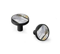 6 Pack Art Geometry Marble Decor Cabinet Knobs and Wall Hooks, Black Base Solid Zinc Alloy Drawer Pulls, Modern Handle for Kitchen, Bathroom, Dresser Cabinet Hardware