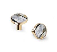 6 Pack Art Geometry Marble Decor Cabinet Knobs and Wall Hooks, Golden Base Solid Zinc Alloy Drawer Pulls, Modern Handle for Kitchen, Bathroom, Dresser Cabinet Hardware