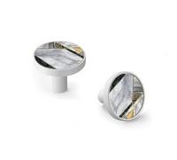 6 Pack Art Geometry Marble Decor Cabinet Knobs and Wall Hooks, White Base Solid Zinc Alloy Drawer Pulls, Modern Handle for Kitchen, Bathroom, Dresser Cabinet Hardware