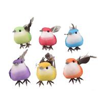6 Pack Artificial Feather Birds Garden Decor, Lifelike Simulation Sparrow Statues for Yard Lawn Ornament, Christmas Tree Hanging Adornment Home Decoration