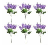 6 Pack Artificial Lavender Hyacinth Flowers,35cm Realistic Silk Stems for Home Garden Decor,Flexible Fake Plants for Living Room Wedding Centerpiece Arrangements and Office Desk(Light purple)