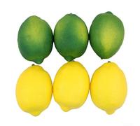 6-Pack Artificial Lemons for Home Decoration, Photography Food Styling Props, Decorative Citrus Fruits, Faux Lemon Props, Non-Edible Foam Fruit Set(Yellow+Green)
