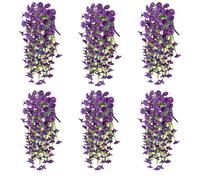 6 Pack Artificial Morning Glory Vines 29.5 Inch UV Resistant Hanging Flowers Silk Fake Plants for Outdoor Garden Wall Porch Wedding Spring Decoration (A)
