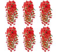 6 Pack Artificial Morning Glory Vines 29.5 Inch UV Resistant Hanging Flowers Silk Fake Plants for Outdoor Garden Wall Porch Wedding Spring Decoration (E)