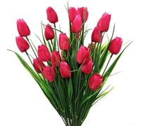 6 Pack Artificial Tulip Stems, Realistic Silk Flowers for Home Garden Wedding Decor, Faux Floral Arrangements with Long Lasting Vibrant Colors, 35cm(E)
