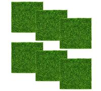 6 Pack Artificial Turf Grass Tiles 15 x 15cm Synthetic Grass Lawn Astro Garden Lawn High Density Fake Grass Turf Mat Patch Tile - Dark Green