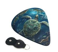 6 Pack Artistic Turtle Earth Guitar Picks, Bass Electric Acoustic Guitar Ukulele Accessories, Thin Guitar Picks Plectrums with Organizer Bag