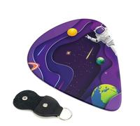 6 Pack Astronaut on Mission in Outer Space Guitar Picks, Bass Electric Acoustic Guitar Ukulele Accessories, Medium Guitar Picks Plectrums with Organizer Bag