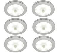 6 Pack | Auto On Off Switch LED Lighting Kit | in or Under Cabinet Kitchen Light | Natural White | PIR Motion Sensor Light | Automatic Walk Movement Door Detector | Kitchen Bathroom | Loops