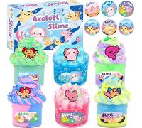6 Pack Axolotl Slime Kit - Cute Butter Cloud Dough & Crystal Slime for Girls Ages 8-12 - Party Bag Fillers, Birthday Gift Ideas for Girls and Boys - Axolotl Blue