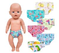 6 Pack Baby Doll Nappies for 14-18 Inch Dolls, Cute Baby Doll Diapers for Dolls 30/43/45 cm, 6 Different Patterns and Styles Doll Nappies, Reusable Doll Nappies Accessories, Gifts for Children