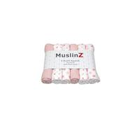6-Pack Baby Muslin Squares Burp Cloths 100% Cotton, 70x70cm, Pink Stars