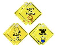 6 Pack Baby on Board Sign for Car,Lion Giraffe Baby Pattern Removable Kids Safety Warning Sticker with Suction Cups