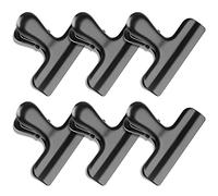 6 Pack Bag Clips, Stainless Steel Chip Clip, Black Chip Clips Bag Clips Food Clips, Bag Clips for Food, Heavy Duty Air Tight Seal Kitchen Clips Snack Clips Food Bag Clamp Clips