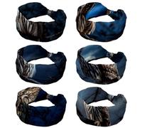 6 Pack Barred Owl Sits Motionless in the Blue Moonlight Headbands for Women, Fashionable Sports Hairbands, Elastic Wide Headbands Non Slip Workout Yoga Sport Headbands for Women