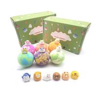 6-Pack Bath Bombs with Cute Animal Toys Inside - Natural Fruit Scents, Upgraded Gentle Foam,Bath Bombs with Surprise Spring Toys Inside, Rich Bubbles, Easter Gift for Kid (2PCs)