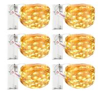 6 Pack Battery Fairy Lights with Timer - 3M/9.8FT 30 LED Copper Wire Fairy String Lights Battery Operated Waterproof Small Christmas Battery Lights Indoor for Bedroom Tree Wedding Party-Warm White