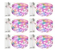6 Pack Battery Fairy Lights with Timer - 3M/9.8FT 30 LED Copper Wire Fairy String Lights Battery Operated Waterproof Small Christmas Battery Lights Indoor for Bedroom Tree Wedding Party-Multicolor