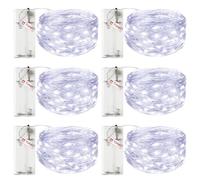 6 Pack Battery Fairy Lights with Timer - 3M/9.8FT 30 LED Copper Wire Fairy String Lights Battery Operated Waterproof Small Christmas Battery Lights Indoor for Bedroom Tree Wedding Party-Cool White