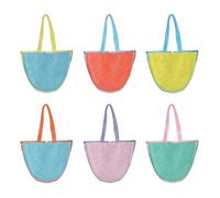 6 Pack Beach Mesh Bag with Handles, Seashell Collecting Tote for Kids, Foldable Toy Organizer Pouch, Lightweight Beach Net Bag for Sand Toy, Shells