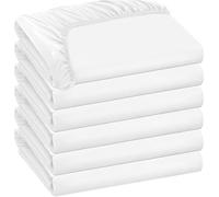 6 Pack Bedding Twin Fitted Sheets Bulk Fitted Bed Twin Size Sheet 100 x 190 cm Single Size Bottom Sheets up to 38 cm, Ideal for School Dormitory Home Salons Hotels (White)