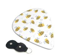 6 Pack Bee print Guitar Picks, Bass Electric Acoustic Guitar Ukulele Accessories, Heavy Guitar Picks Plectrums with Organizer Bag