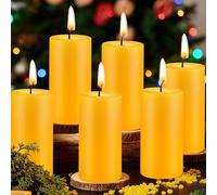 6 Pack Beeswax Pillar Candles, 5 x 10 cm Natural Unscented Candle Bulk 28 Hours Long Burning Candles for Home Décor Prayer Wedding Party Church (Orange)