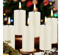6 Pack Beeswax Pillar Candles, 5 x 10 cm Natural Unscented Candle Bulk 30 Hours Long Burning Candles for Home Décor Prayer Wedding Party Church (White)