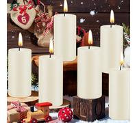 6 Pack Beeswax Pillar Candles, Each 35 Hours Long Burning Pure Natural Beeswax Candles for Home,Perfect for Relaxation and Ambiance-5cm W x10cm H (Off-White)