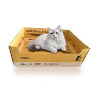 6-Pack Biodegradable Disposable Litter Box, Extra Thick Leak-Proof Foldable Tray for Travel, Emergency, Vet, Multi-Cat Household, Portable, No Scoops Included