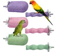 6 Pack Bird Beak Grinding Calcium Stone, Parrot Cage Perch Stand Platform Foot Claws Trimmer, Parrot Teething Stone Toy, Bird Cage Accessories for Parakeet, Rabbit, Bunny, Hamster, Chinchilla (Small)