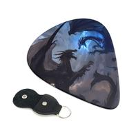 6 Pack Black and Blue Lightning Dragon Guitar Picks - 0.46 0.71 0.93 mm Includes Cool Guitar Picks Thin Medium Heavy Thickness, Electric Guitar Picks for Acoustic Guitar Bass Ukulele