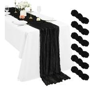 6 Pack Black Cheesecloth Table Runner - Boho Gauze 21x120 Inch Rustic Romantic Long Table Runner for Wedding Party Bridal Shower Thanksgiving Christmas Decoration