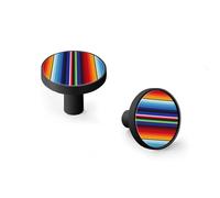 6 Pack Black Drawer Pulls & Wall Hooks, Unqine Handles for Cabinet Wardrobe, Mexican Serape Stripes Colorful Design, Zinc Alloy Kitchen Bathroom Home Decor Hardware