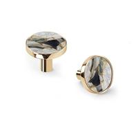 6 Pack Black Granite White Marble Agate with Golden Veins Cabinet Knobs and Wall Hooks, Golden Base Solid Zinc Alloy Drawer Pulls, Modern Handle for Kitchen, Bathroom, Dresser Cabinet Hardware