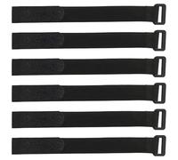 6-Pack Black Nylon Velcro Straps - Heavy-Duty Velcro Cable Ties & Organiser for Bike Rack, Luggage, Helmet (20x250mm, Reusable)