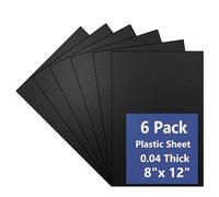 6 Pack Black Plastic Sheets 8 x 12"x 0.04" Flexible High Tensile Plastic Sheets,Abs Plastic Sheet Hard Plastic Sheet Black Plastic Panel for DIY Materials Handicrafts Home Decoration